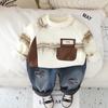 Ropa para Niños Yihao Traje Nuevo de Terciopelo para Niños Otoño e Invierno Sudadera de Terciopelo de Dos Piezas para Niños Ropa para Bebé Niño
