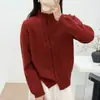 Estilo casual de principios de otoño, cuello medio alto, nuevo cárdigan de punto trenzado para mujer, abrigo suéter 2026, top holgado de alta gama