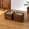 Caja de Joyería Pequeña de Tres Niveles con Veta de Madera de Nogal, Antioxidación, de Alta Gama y Exquisita, Caja de Almacenamiento Especial para Anillos, Pulseras, Collares y Aretes