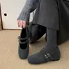 Sapatos Mary Jane de Pelo Estilo Chanel para Mulheres, Outono e Inverno, Uso Externo, Aumentam a Altura, Quentes, Confortáveis, Sapatos de Algodão Peludo