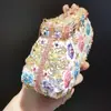 2021 Esmalte Colorido Margaridinha Gotejamento de Óleo Diamante Bolsa de Jantar Comércio Exterior Bolsa de Maquiagem Totalmente Diamantada Bolsa de Mão com Flores Nova Bolsa Feminina