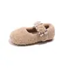 Zapatos Peludos para Niños 2026 Otoño/Invierno Nuevo Estilo Niña Pequeña Más Terciopelo Cálidos Zapatos de Algodón Estilo Coreano Mocasines para Niña Pequeña Venta al por Mayor