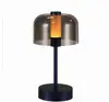 Luminária de mesa retrô com carregamento, luminária de cabeceira para quarto, luminária decorativa de luxo com 6 luzes, luminária de noite ambiente vintage com controle de toque, estrutura de ferro