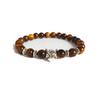 Joyería transfronteriza pulsera elástica de 8 mm de piedra esmerilada cabeza de leopardo piedra volcánica cabeza de león para hombre y mujer con diamantes incrustados al por mayor