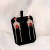 Brincos longos de prata esterlina S925, estilo chinês retrô, estilo ópera de Pequim, brincos com borla, outlet de fábrica