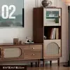 Juego de Mueble de TV y Mesa de Café, Tejido de Ratán Vintage con Marco de Madera Maciza, Mueble de Almacenamiento Estilo Francés para Sala de Estar, Cómoda Doméstica para Apartamento Pequeño