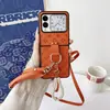 Moda Lujo Adecuado para Huawei Nova Flip Anillo de Dibujos Animados Cuerda Cruzada Cuero Creativo Pantalla Plegable Teléfono Móvil