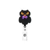 Novo Porta-Crachá Retrátil Bordado com Feltro e Glitter de Halloween com Clipe Giratório de Puxar Fácil para Estudantes e Trabalhadores de Escritório