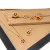 Colar Flor de Cinco Pétalas Ouro Rosê Estilo Antigo com Diamantes, Anel de Safira Novo Estilo Chinês, Brincos, Pingente de Peônia para Mulheres, Luxo Leve