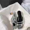 Sandalias Elegantes de Estilo Francés para Mujer, Abiertas, Cuadradas, con Pedrería, Slip-On, Zapatillas de Tacón Alto Fino, Nuevo Modelo Verano 2025