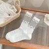 Calcetines de Felpa Serie Miu para Mujer Primavera y Verano Lolita Calcetines de Media Pantorrilla Transpirables Malla Fina Niñas Encaje Calcetines Blancos