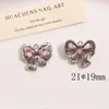 Base Prata Diamante Rosa Liga de Luxo Leve Laço Flor de Cinco Pétalas Coração Acessório de Patch para Joias DIY Brincos Chaveiro