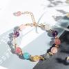 Pulseira de Cristal Weiyi Pó de Cristal Morango Cristal Amarelo Cristal de Cabelo Ametista Água-Marinha Cristal Branco Pulseira Trançada Presente