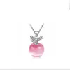 Moda Coreana Simple Piedra Ojo de Gato Pequeño Colgante de Manzana Collar Corto para Mujer Colgante Joyería para Niñas Regalo de Vacaciones