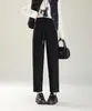 Pantalones Harem Cortos Estilo Coreano Nuevos Resistentes a las Arrugas Sin Planchar Caída Adelgazantes de Cintura Alta Rectos Casuales Pantalones de Invierno para Mujer con Forro de Polar