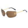 Gafas de Sol Estilo Zhang Yuanying Y2K Estilo Milenio Sin Montura Superficie Curva Gafas de Forma Cóncava Moda Europea y Americana Comercio Exterior