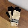 Guantes de lana tejida jacquard de dos piezas desmontables color rojo navideño para mujer, otoño e invierno, a prueba de frío, cálidos, para montar, pantalla táctil