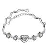Encanta nuevo brazalete de plata 925 chapada para mujer coreano accesorio dulce brazalete de amatista con forma de corazón joyería al por mayor