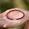 Pulsera de Granate Natural y Cristal de Fresa para Mujer, Regalo para Novia, Joyería, Círculo Único, Pulsera de Múltiples Círculos, Cristal