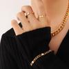 Anillo abierto brillante con diseño único de nuevo estilo europeo y americano, personalidad que combina con todo, anillo de acero inoxidable chapado en oro para el dedo medio, joyería