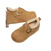 Sapatos Bean Bean de um passo só com forro de pelúcia para aquecimento, sapatos de algodão com pelo para mulheres, novo estilo de inverno 2026, sola grossa, aumento de altura oculto, sapatos estilo Birkenstock