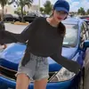 Saída de Praia de Tricô com Proteção Solar Feminina Design de Nicho Ins Camiseta de Verão Solta Leve com Proteção Solar