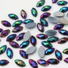 Rhinestones Acrílicos Cor Ab Olho de Cavalo 4*8mm com Fundo Plano para Decoração de Joias, Maquiagem Facial, Adesivos de Sobrancelha, Materiais DIY