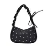 Bolso de lunares bolso de mujer 2026 nuevo fresco bolso de axila dulce bolso de mano plisado textura de nicho bolso de hombro único para mujer