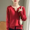 Novedad Otoño/Invierno 2026 Ropa de Punto para Mujer Cárdigan de Cuello Redondo en V Suéter de Manga Larga Abrigo Holgado Versátil Venta al por Mayor Transfronteriza