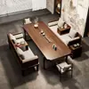 Mesa de centro de madera de nogal y mesa integrada para estación de té, tablero grande de madera maciza, estilo chino nuevo, adecuada para sala de estar, hogar, oficina, mesa y sillas modernas de lujo ligero