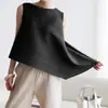 Camiseta Plisada para Mujer Primavera/Verano 2024 Color Sólido Cuello Redondo Sin Mangas Camiseta Superior para el Trabajo Mujer Fabricante Venta al por Mayor Estilo Holgado