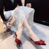 Sandalias Perezosas de Tacón de Aguja Baotou de Hada para Mujer Verano Ropa de Exterior Moda de Verano 2025 Ropa de Exterior de Tacón Alto Medias Zapatillas