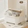 Caja de Almacenamiento para Vajilla de Cocina Doméstica con Cajón Bandeja de Drenaje para el Piso Estante de Almacenamiento para Platos Cubiertos a Prueba de Polvo