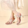 Sapatos Romanos Femininos para o Dia a Dia para Combinar com Saias, Sandálias Estilo Europeu e Americano, Saltos Finos, Modernos e Versáteis, Elegantes Saltos Altos, Novos Modelos para Verão e Outono 2025