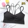 Chica atractiva top halter de tiras hueco chaleco para mujer con almohadilla en el pecho por dentro y por fuera deportivo belleza espalda lencería push up cómodo pecho envuelto