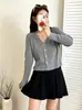 Jaqueta casual leve versátil plus size 2026 primavera-verão cardigã de tricô solto para mulheres plus size, top curto
