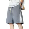 Shorts Listrados Retrô Estilo de Rua para Homens, Marca da Moda Soltos de Perna Larga Casuais Versáteis de Cinco Pontos, Shorts Esportivos de Secagem Rápida para Corrida