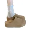 Colección Otoño 2026: Mules Cómodos de Suela Gruesa para Mujer, Zapatillas sin Talón Retro de Punta Cerrada, Estilo Plataforma, Tendencia Estilo Coreano