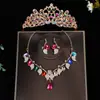 Comercio electrónico transfronterizo más vendido accesorios de joyería tocados moda europea y americana juego de collar y pendientes de cristal novia boda al por mayor