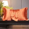 Funda de almohada de seda lavable de color sólido para belleza, funda de almohada individual de seda helada sedosa, imitación de seda de morera, funda para núcleo de almohada de seda