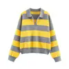 Bestseller transfronteiriço AliExpress 2026 primavera nova moda versátil listrada gola polo camisa de malha 5536162