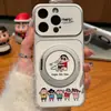 Adequado para Transformação Instantânea em Capa de iPhone Apple 18Promax Crayon Shin-Chan Gato Preto e Branco Casal, Customização de Capa Rígida e Flexível