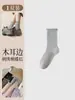 Calcetines grises con lazo para mujer, calcetines de media pantorrilla para primavera y otoño, calcetines apilados de encaje de ballet estilo Miu bordados de algodón puro para otoño