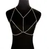 Corrente de peito transfronteiriça strass sexy sutiã de biquíni corrente corporal gótico musculação roupa íntima colar atacado
