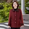 Nova coleção de outono para mulheres: casaco de lã dupla-face com gola estilosa, cores contrastantes e corte que valoriza a silhueta, disponível em tamanhos grandes e mangas compridas, projetado para mulheres de meia-idade e idosas
