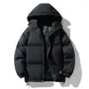 Jaqueta de algodão com enchimento para casais para homens, casaco puffer casual versátil com capuz para o inverno, casaco de algodão espesso e quente para homens