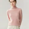 Baicai Rong peça única sem costura 100% caxemira pura de alta qualidade gola alta soltinha modelagem justa top de malha fina de manga comprida para usar por baixo