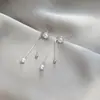 Elegantes pendientes de botón de perla sintética y circonita para mujer, pendientes versátiles de moda de nicho con colgantes de borlas, pendientes colgantes, pendientes de aro y accesorios para las orejas para mujer