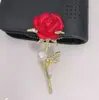 Broche Nuevo Broche de Rosa Roja Elegante Pin de Perla Botón Anti-Luz Ropa Chaqueta Cárdigan Cuello Accesorios