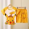 Novos Pijamas Infantis 2025 Primavera e Verão Conjunto de Manga Curta Estilo Fino Infantil Meninas Verão Estiloso Pijama para Crianças Maiores